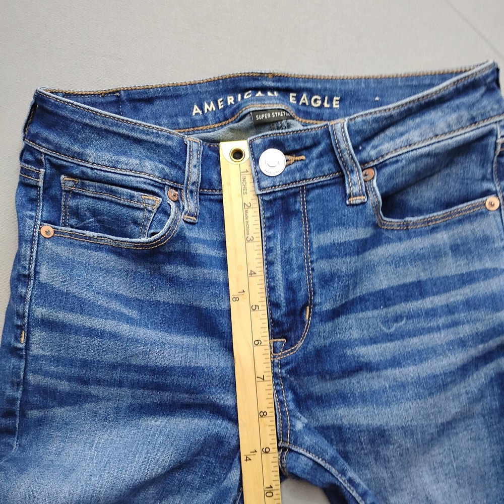 American Eagle Skinny Kick Jeans Womens 6 Blue Super Stretch - Picture 7 of 8